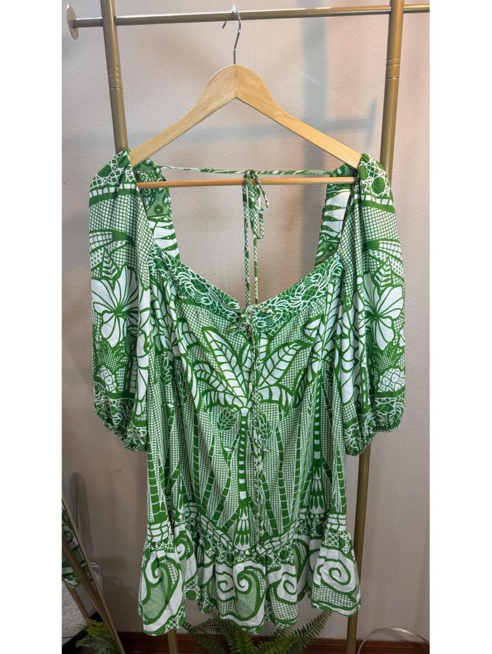 NWT S FARM Green Refresco Short Dress